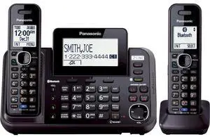 Cordless Phone System, 2 Line with 2 Handsets - Answering Machine, Link2Cell, 3-Way Conference, Call Block, Long Range DECT 6.0, Bluetooth - KX-TG9542B (Black) Cordless Phone System, 2 Line with 2 Handsets - Answering Machine, Link2Cell, 3-Way Conference, Call Block, Long Range DECT 6.0, Bluetooth - KX-TG9542B (Black)