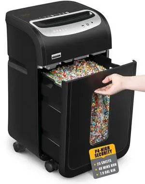 25-Sheet Heavy Duty Paper Shredder for Office - ETL | Auto-Reverse Anti-Jam, 40-Minute Cross Cut P-4 Security, 7.9-Gallon Basket, Commercial Grade Shreds Staple/ CD/ Credit/ Card 25-Sheet Heavy Duty Paper Shredder for Office - ETL | Auto-Reverse Anti-Jam, 40-Minute Cross Cut P-4 Security, 7.9-Gallon Basket, Commercial Grade Shreds Staple/ CD/ Credit/ Card
