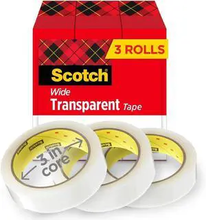 Transparent Tape, Clear Tape Engineered for Office and Home Use, 3 Inche Core, 1 in x 2592 in, 3 Rolls (Pack of 12) Transparent Tape, Clear Tape Engineered for Office and Home Use, 3 Inche Core, 1 in x 2592 in, 3 Rolls (Pack of 12)