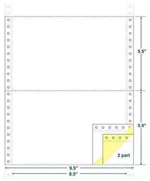 2-Ply Carbonless Paper, White/Canary, Form Size 9-1/2" x 5-1/2" (W x H) (Carton of 3600) 2-Ply Carbonless Paper, White/Canary, Form Size 9-1/2" x 5-1/2" (W x H) (Carton of 3600)