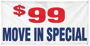 Vinyl Banner Multiple Sizes $99 Move in Special Red Blue Business Outdoor Weatherproof Industrial Yard Signs 8 Grommets 48x96Inches Vinyl Banner Multiple Sizes $99 Move in Special Red Blue Business Outdoor Weatherproof Industrial Yard Signs 8 Grommets 48x96Inches