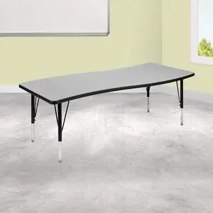 26" W x 60" L Rectangular Wave Flexible Collaborative Grey Kids Adjustable Activity Table 26" W x 60" L Rectangular Wave Flexible Collaborative Grey Kids Adjustable Activity Table