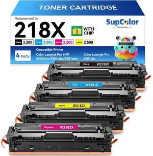 Compatible 218X Toner Cartridge, Color, 4-Pack | Compatible for HP Color LaserJet pro MFP 3301sdw 3301fdw 3301cdw 3201dw Printer Compatible 218X Toner Cartridge, Color, 4-Pack | Compatible for HP Color LaserJet pro MFP 3301sdw 3301fdw 3301cdw 3201dw Printer