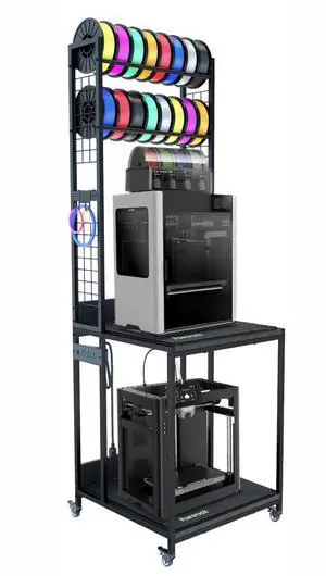 Heavy Duty PRT22 3D Printer Stand with Power Hub, High Density Polymer Vibration Damping Pads, Elevated Storage & Locking Wheels for Most Large Printers Heavy Duty PRT22 3D Printer Stand with Power Hub, High Density Polymer Vibration Damping Pads, Elevated Storage & Locking Wheels for Most Large Printers