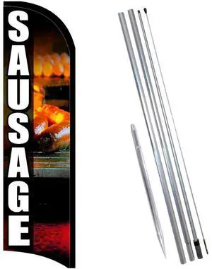 SAUSAGE Premium Windless Feather Banner Flag Kit (Flag, Pole, & Ground Mt) SAUSAGE Premium Windless Feather Banner Flag Kit (Flag, Pole, & Ground Mt)