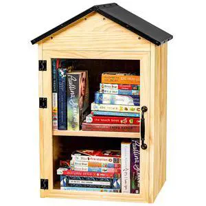 Little Library Box Outdoor, 2-Tier Waterproof Book Exchange Cabinet Solid Wood with Adjustable Shelves, Rust-Resistant Hardware for Community, Schools and Neighborhoods to Promote Reading & Sharing Little Library Box Outdoor, 2-Tier Waterproof Book Exchange Cabinet Solid Wood with Adjustable Shelves, Rust-Resistant Hardware for Community, Schools and Neighborhoods to Promote Reading & Sharing