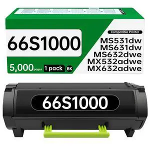 66S1000 MS531 MX532 Toner Cartridges High Yield (with Chip) Compatible with Lexmark 66S1000 66S1H00 Toner Cartridge for MS531dw MS631dw MS632dwe MX532adwe MX632adwe Printer (5000 Pages,Black) 66S1000 MS531 MX532 Toner Cartridges High Yield (with Chip) Compatible with Lexmark 66S1000 66S1H00 Toner Cartridge for MS531dw MS631dw MS632dwe MX532adwe MX632adwe Printer (5000 Pages,Black)