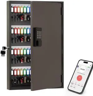 120 Key Lock Box Wall Mount Smart Key Cabinet with Keypad for Office | Key Lockbox use Bluetooth App, Custom & One Time Password, WiFi Unlock (Bridge Not Included), For School, Office, Rental 120 Key Lock Box Wall Mount Smart Key Cabinet with Keypad for Office | Key Lockbox use Bluetooth App, Custom & One Time Password, WiFi Unlock (Bridge Not Included), For School, Office, Rental
