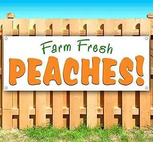 Fresh Peaches 13 oz Banner | Non-Fabric | Heavy-Duty Vinyl Single-Sided with Metal Grommets Fresh Peaches 13 oz Banner | Non-Fabric | Heavy-Duty Vinyl Single-Sided with Metal Grommets