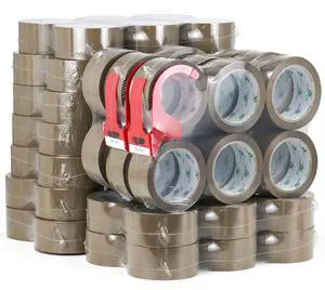 72Rolls Brown Packing Tape with Dispenser, Bulk Box Packing Tape Rolls for Packaging, Shipping and Moving, 2.4Mil 1.88 Inch x 60 Yard 72Rolls Brown Packing Tape with Dispenser, Bulk Box Packing Tape Rolls for Packaging, Shipping and Moving, 2.4Mil 1.88 Inch x 60 Yard
