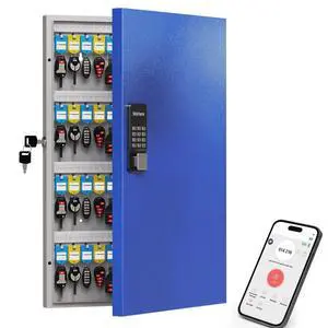 96 Key Lock Box, Smart Key Cabinet with Key Management System, App, Bluetooth, Dynamic/Static Password, WiFi Unlock(Sold Separately), Wall-Mount Commercial Key Storage Box for Office, School 96 Key Lock Box, Smart Key Cabinet with Key Management System, App, Bluetooth, Dynamic/Static Password, WiFi Unlock(Sold Separately), Wall-Mount Commercial Key Storage Box for Office, School