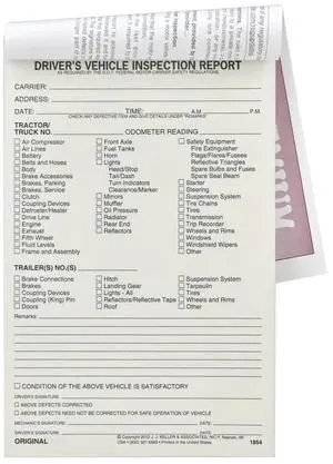 J. J. Keller Detailed Driver's Vehicle Inspection Report 25-pk. - Book Format with 31 Sets, 2-Ply Carbonless, 5.5" x 8.5", Meet FMCSR Requirements J. J. Keller Detailed Driver's Vehicle Inspection Report 25-pk. - Book Format with 31 Sets, 2-Ply Carbonless, 5.5" x 8.5", Meet FMCSR Requirements
