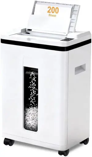 200-Sheet Auto Feed Paper Shredder, Touchscreen Heavy Duty Shredders, 40 Min Non-Stop, P-5 Ultra Security Commercial Shredder for Home Office, Micro Cut with Wheels, 5.8 Gal Bin, <60 dB 200-Sheet Auto Feed Paper Shredder, Touchscreen Heavy Duty Shredders, 40 Min Non-Stop, P-5 Ultra Security Commercial Shredder for Home Office, Micro Cut with Wheels, 5.8 Gal Bin, <60 dB