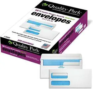 #8 5/8 Security Envelopes,Double Window,Self Seal Envelopes for Invoices/Statements,3-5/8" x 8-5/8",24 lb White,500/Box (QUA24539),(Pack of 5) #8 5/8 Security Envelopes,Double Window,Self Seal Envelopes for Invoices/Statements,3-5/8" x 8-5/8",24 lb White,500/Box (QUA24539),(Pack of 5)