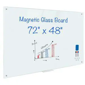 Magnetic Glass Whiteboard 6'x4', 72"x48" Glass Dry Erase Board for Wall Mounted, Large Commercial Board Frameless for Office, Classroom & Home Magnetic Glass Whiteboard 6'x4', 72"x48" Glass Dry Erase Board for Wall Mounted, Large Commercial Board Frameless for Office, Classroom & Home