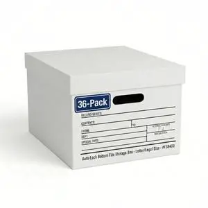 File Boxes with Lids and Handles (36-Pack) - File Storage Boxes for Office Supplies, Book Storage, Moving, and Packaging, Fits Letter and Legal Paper, Removable Lid File Boxes with Lids and Handles (36-Pack) - File Storage Boxes for Office Supplies, Book Storage, Moving, and Packaging, Fits Letter and Legal Paper, Removable Lid