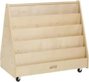 Double-Sided Mobile Wooden Book Display, Classroom Organization, Natural | Independent book browsing, 10 deep shelves, durable birch, GREENGUARD Gold Certified Double-Sided Mobile Wooden Book Display, Classroom Organization, Natural | Independent book browsing, 10 deep shelves, durable birch, GREENGUARD Gold Certified