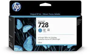 728 Cyan 130-ml Genuine Ink Cartridge (F9J67A) for DesignJet T830 MFP & T730 Large Format Plotter Printers 728 Cyan 130-ml Genuine Ink Cartridge (F9J67A) for DesignJet T830 MFP & T730 Large Format Plotter Printers
