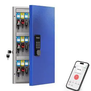 48-Key Smart Key Lock Box Wall-Mount, Key Cabinet with Key Management App(Track Key Borrow/Return), Keypad, Bluetooth & WiFi Unlock (Sold Separately) for Commercial, School, Rental, Office 48-Key Smart Key Lock Box Wall-Mount, Key Cabinet with Key Management App(Track Key Borrow/Return), Keypad, Bluetooth & WiFi Unlock (Sold Separately) for Commercial, School, Rental, Office