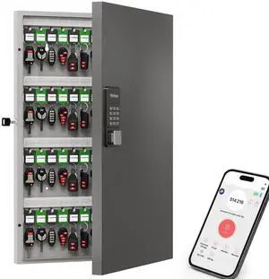 96-Key Smart Key Lock Box, Wall-Mount Key Cabinet with Key Management App(Track Key Borrow/Return), Keypad, Bluetooth & WiFi Unlock (Sold Separately) for Commercial, School, Rental, Office 96-Key Smart Key Lock Box, Wall-Mount Key Cabinet with Key Management App(Track Key Borrow/Return), Keypad, Bluetooth & WiFi Unlock (Sold Separately) for Commercial, School, Rental, Office