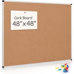 Large Cork Bulletin Board 48" X 48", Silver Aluminum Framed Corkboard for Wall, Wall Mounted Notice Pin Board with Push Pins for School, Home & Office - 4' x 4' Corkboard Large Cork Bulletin Board 48" X 48", Silver Aluminum Framed Corkboard for Wall, Wall Mounted Notice Pin Board with Push Pins for School, Home & Office - 4' x 4' Corkboard