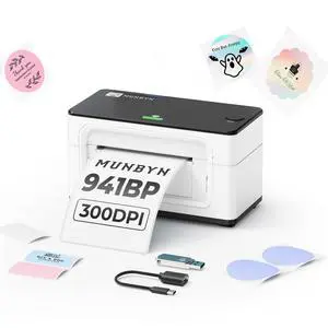 Bluetooth Thermal Label Printer 941BP, Wireless 300DPI 4x6 Shipping Label Printer for Small Business Compatible with Windows, Mac, iPhone, Android, PC, Amazon, Shopify, Etsy, USPS (White) Bluetooth Thermal Label Printer 941BP, Wireless 300DPI 4x6 Shipping Label Printer for Small Business Compatible with Windows, Mac, iPhone, Android, PC, Amazon, Shopify, Etsy, USPS (White)