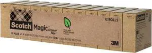 Magic Greener Tape, Invisible Tape for Fixing Paper, Office Supplies and Back to School Supplies, 0.75 in.x 900 in., 12 Rolls (Pack of 12) Magic Greener Tape, Invisible Tape for Fixing Paper, Office Supplies and Back to School Supplies, 0.75 in.x 900 in., 12 Rolls (Pack of 12)
