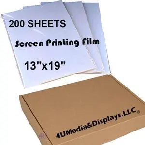 200 SHEETS 13"x19" Waterproof Inkjet Transparency Film for Silk Screen Printing 200 SHEETS 13"x19" Waterproof Inkjet Transparency Film for Silk Screen Printing