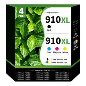 910XL Ink Cartridges Replacement for HP 910 910XL Ink Cartridges Combo Pack Work with HP OfficeJet Pro 8020 8025 8010 8035 8022 8030 8025e 8015e 8028e 8035e Printers (4Pack, Black Cyan Magenta Yellow) 910XL Ink Cartridges Replacement for HP 910 910XL Ink Cartridges Combo Pack Work with HP OfficeJet Pro 8020 8025 8010 8035 8022 8030 8025e 8015e 8028e 8035e Printers (4Pack, Black Cyan Magenta Yellow)