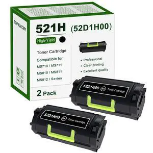 521H (52D1H00) High Yield Black Toner Cartridge 2-Pack Replacement for Lexmark MS710n MS710dn MS711dn MS810n MS810dn MS810de MS810dtn MS811n MS811dn MS811dtn MS812dn MS812de MS812dtn Printer 521H (52D1H00) High Yield Black Toner Cartridge 2-Pack Replacement for Lexmark MS710n MS710dn MS711dn MS810n MS810dn MS810de MS810dtn MS811n MS811dn MS811dtn MS812dn MS812de MS812dtn Printer