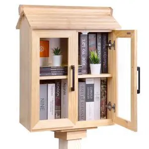 Little Free Library Box Outdoor Kit with Mount, Waterproof Pine Neighborhood Lending Library, 2-Tier Book Exchange Box, 2 Acrylic Doors (21×11×26 in) Little Free Library Box Outdoor Kit with Mount, Waterproof Pine Neighborhood Lending Library, 2-Tier Book Exchange Box, 2 Acrylic Doors (21×11×26 in)