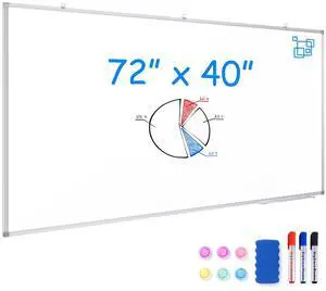 Dry Erase Board 72 x 40 Inch, Large Magnetic White Board for Wall, Aluminum Frame Erase Board Presentation Wall-Mounted Marker Board with a Long Pen Tray for Classroom, Office & Home Dry Erase Board 72 x 40 Inch, Large Magnetic White Board for Wall, Aluminum Frame Erase Board Presentation Wall-Mounted Marker Board with a Long Pen Tray for Classroom, Office & Home