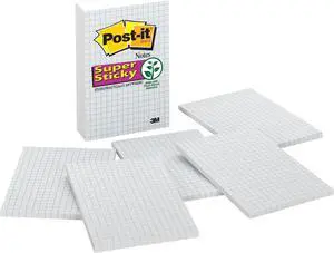 Super Sticky Notes, 4x6 in, 3 Pads, 2X The Sticking Power, White with Blue Grid Lines, Recyclable (660-SSGRID) (Pack of 12) Super Sticky Notes, 4x6 in, 3 Pads, 2X The Sticking Power, White with Blue Grid Lines, Recyclable (660-SSGRID) (Pack of 12)