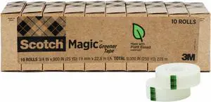 Magic Greener Tape, 10 Rolls, Numerous Applications, Invisible, Engineered for Repairing, 3/4 x 900 Inches, Boxed (Pack of 12) Magic Greener Tape, 10 Rolls, Numerous Applications, Invisible, Engineered for Repairing, 3/4 x 900 Inches, Boxed (Pack of 12)