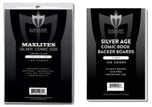 Silver Age Comic Book Bags and Boards - 500 Count Acid Free Comic Sleeves - 2 Mil OPP Clear Backing Boards 24 Pt Archival Storage Silver Age Comic Book Bags and Boards - 500 Count Acid Free Comic Sleeves - 2 Mil OPP Clear Backing Boards 24 Pt Archival Storage