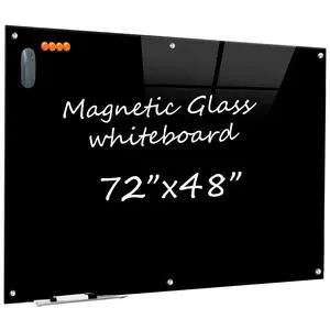 Black Glass Dry Erase Board - 72"X48" Magnetic Blackboard Large Frameless Whiteboard Clear Glass Wlack Boards with Super Strong Magnets, Wall Mounted for Office, School and Home Black Glass Dry Erase Board - 72"X48" Magnetic Blackboard Large Frameless Whiteboard Clear Glass Wlack Boards with Super Strong Magnets, Wall Mounted for Office, School and Home