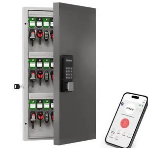 48-Key Smart Key Lock Box Wall Mount Commercial Key Cabinet with App, Keypad, Bluetooth & WiFi Unlock (Sold Separately), Access Log Tracking, Key Management System for School, Rental, Office 48-Key Smart Key Lock Box Wall Mount Commercial Key Cabinet with App, Keypad, Bluetooth & WiFi Unlock (Sold Separately), Access Log Tracking, Key Management System for School, Rental, Office