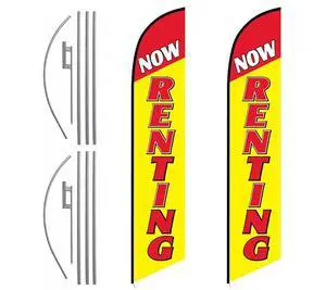Now Renting Feather Banner Flags (Complete Kits, Pack of 2) Now Renting Feather Banner Flags (Complete Kits, Pack of 2)