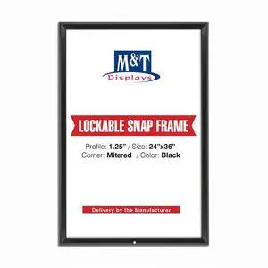 Lockable Snap Poster Frame 24x36 Inch Black 1.25" Aluminum Profile Front Loading Wall Mounting Picture Photo Document Certificate Sign Holder Mitered Corner Anti Glare Cover Lockable Snap Poster Frame 24x36 Inch Black 1.25" Aluminum Profile Front Loading Wall Mounting Picture Photo Document Certificate Sign Holder Mitered Corner Anti Glare Cover