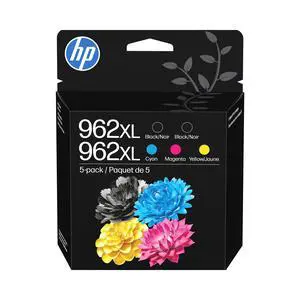 Original 962XL Black, Cyan, Magenta, Yellow High-Yield Ink Cartridges (5-Pack) | Works OfficeJet 9010 Series, OfficeJet Pro 9010, 9020 Series | Eligible for Instant Ink | 6ZA57AN Original 962XL Black, Cyan, Magenta, Yellow High-Yield Ink Cartridges (5-Pack) | Works OfficeJet 9010 Series, OfficeJet Pro 9010, 9020 Series | Eligible for Instant Ink | 6ZA57AN