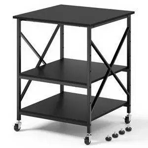 24"x24"x30" Large Printer Stand with Storage, 3 Tier Rolling Printer Cart Table, Mini Fridge Stand with Wheels, Use for 3D Laser Printer Home Office, Black 24"x24"x30" Large Printer Stand with Storage, 3 Tier Rolling Printer Cart Table, Mini Fridge Stand with Wheels, Use for 3D Laser Printer Home Office, Black