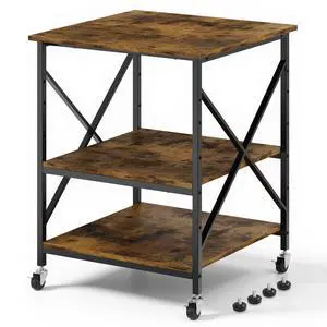 24"x24"x30" Large Printer Stand with Storage, 3 Tier Rolling Printer Cart Table, Mini Fridge Stand with Wheels, Use for 3D Laser Printer Home Office, Rustic Brown 24"x24"x30" Large Printer Stand with Storage, 3 Tier Rolling Printer Cart Table, Mini Fridge Stand with Wheels, Use for 3D Laser Printer Home Office, Rustic Brown
