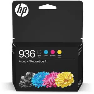 936 Black, Cyan, Magenta, Yellow Ink Cartridges (4-Pack) | Works with OfficeJet 9120, Pro 9110, 9120, 9130, Wide Format 9730 | Eligible for Instant Ink | 6C3Z5LN 936 Black, Cyan, Magenta, Yellow Ink Cartridges (4-Pack) | Works with OfficeJet 9120, Pro 9110, 9120, 9130, Wide Format 9730 | Eligible for Instant Ink | 6C3Z5LN