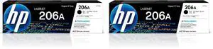 206A Black Toner Cartridge | Works with Color LaserJet Pro M255,MFP M282,M283 Series | W2110A,(Pack of 2) 206A Black Toner Cartridge | Works with Color LaserJet Pro M255,MFP M282,M283 Series | W2110A,(Pack of 2)
