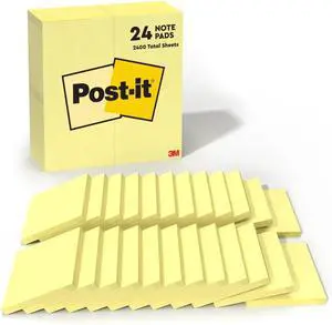 Notes, 3 in x 3 in, 100 Sheets per Pad | Canary Yellow | 24 Pads, Pack of 8 Notes, 3 in x 3 in, 100 Sheets per Pad | Canary Yellow | 24 Pads, Pack of 8