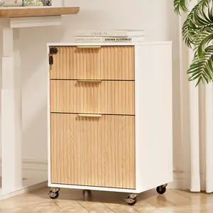 3 Drawers Fluted Mobile File Cabinet with Lock, Rolling File Cabinet Printer Stand Table, Under Desk Wooden Filing Cabinets for Home Office Essentials Storage Organization Furniture Letters/A4(Oak) 3 Drawers Fluted Mobile File Cabinet with Lock, Rolling File Cabinet Printer Stand Table, Under Desk Wooden Filing Cabinets for Home Office Essentials Storage Organization Furniture Letters/A4(Oak)