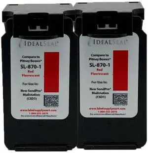 Replacement Postage Ink Cartridge for SL-870-1 Red Ink Cartridge for New SendPro Mailstation (CSD1) (2 Pack) Replacement Postage Ink Cartridge for SL-870-1 Red Ink Cartridge for New SendPro Mailstation (CSD1) (2 Pack)