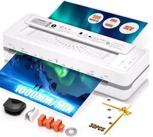 13" 4-Roller Commercial Laminator Machine,3-10 Mil Thickness Laminating Machine,Fast 55s Warm-Up&1000mm/min Laminating Speed for Laminating 11x17&A3 Size,Includes 30 Sheets for Office,School(White) 13" 4-Roller Commercial Laminator Machine,3-10 Mil Thickness Laminating Machine,Fast 55s Warm-Up&1000mm/min Laminating Speed for Laminating 11x17&A3 Size,Includes 30 Sheets for Office,School(White)