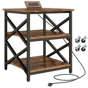 Large Printer Stand with Power Outlet, with Height Adjustable Storage Shelf, 3 Tier Rolling Printer Cart with Industrial Wheels, 23.6 x 23.6 Inches Printer Table for Home Office, Rustic Brown Large Printer Stand with Power Outlet, with Height Adjustable Storage Shelf, 3 Tier Rolling Printer Cart with Industrial Wheels, 23.6 x 23.6 Inches Printer Table for Home Office, Rustic Brown