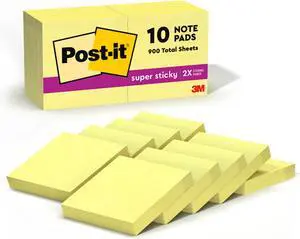 Super Sticky Mini Yellow Notes | 2X Sticking Power | For Vertical Surfaces | 90 Sheets per Pad | 10 Pads, Pack of 12 Super Sticky Mini Yellow Notes | 2X Sticking Power | For Vertical Surfaces | 90 Sheets per Pad | 10 Pads, Pack of 12